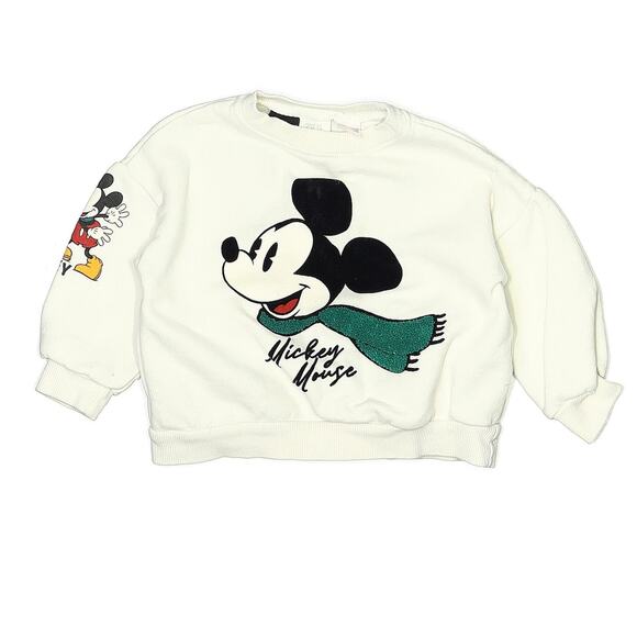 ZARA Disney Mickey Mouse Snow Crewneck Sweatshirt Size 3 - Picture 1 of 3